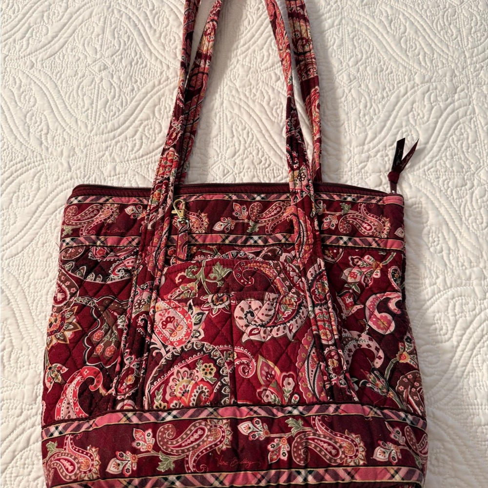 Vera Bradley Red and Pink Quilted Tote Bag